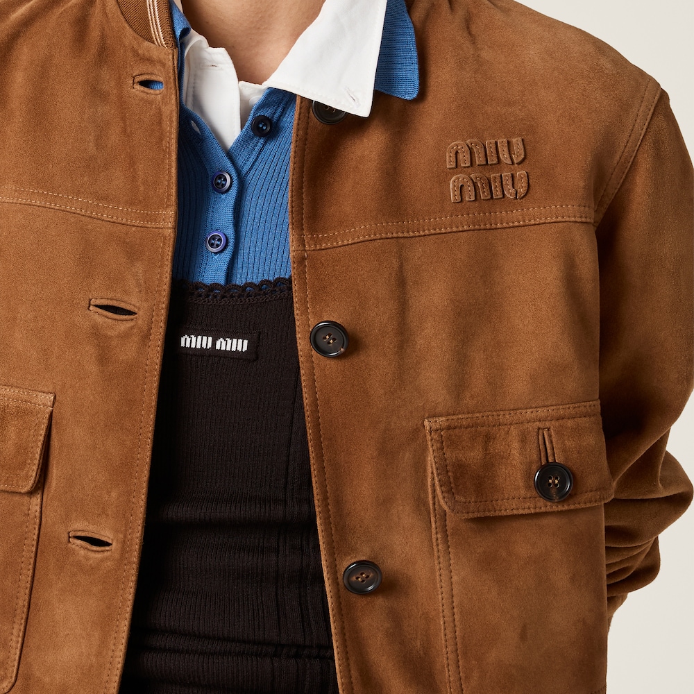 Miu Miu Suede blouson jacket Cinnamon