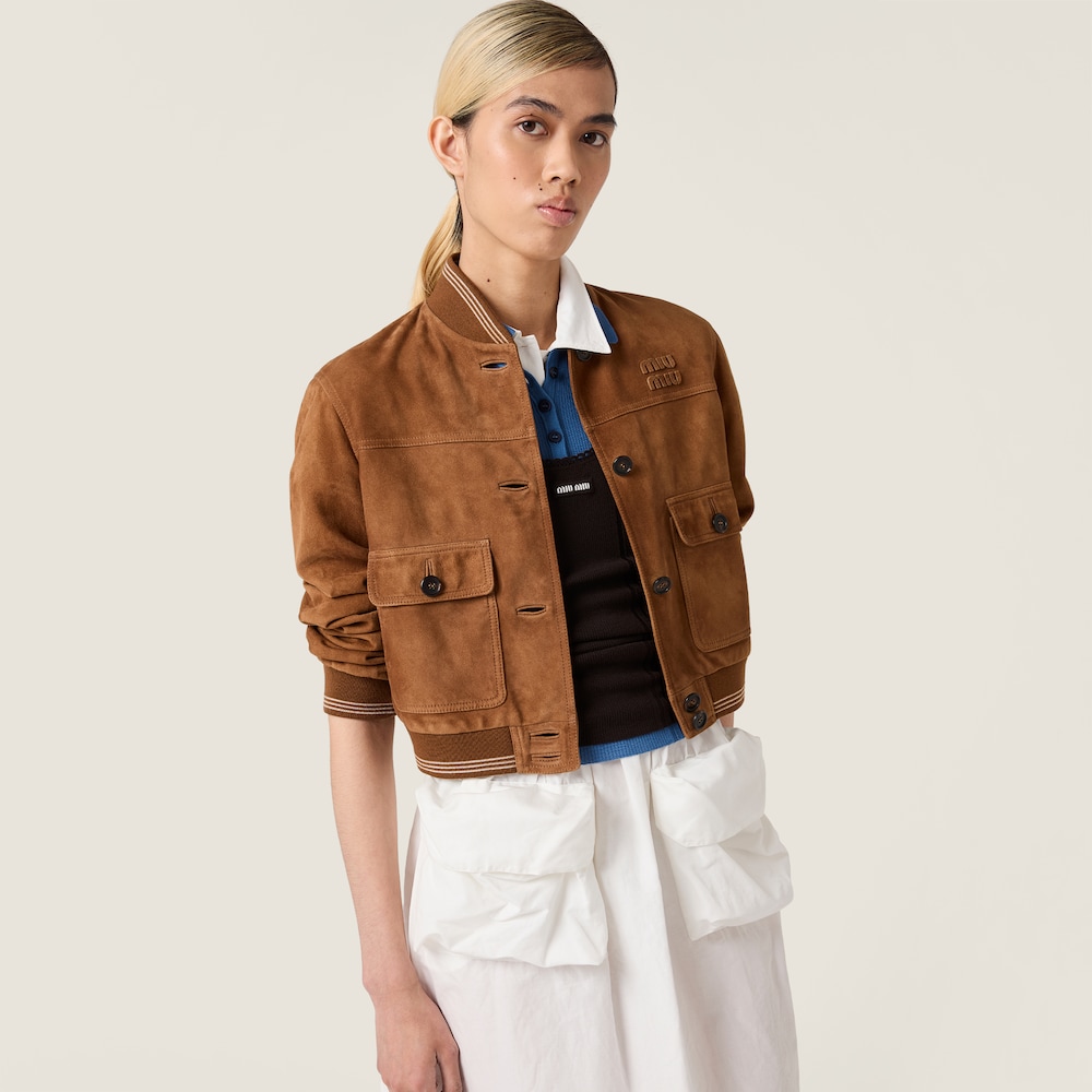 Miu Miu Suede blouson jacket Cinnamon