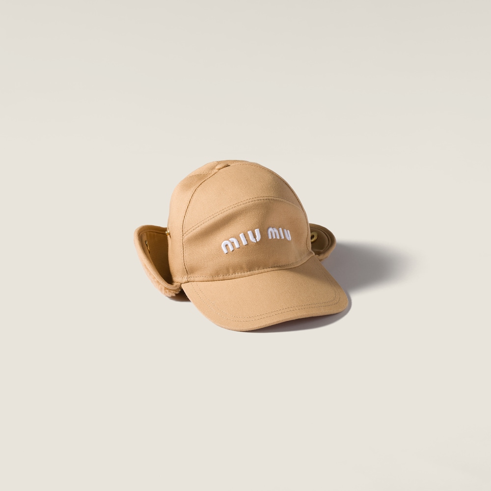 Miu Miu Drill and fleece cap - Honey